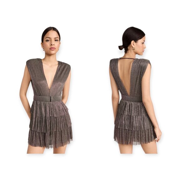 Sabina Musayev Dresses & Skirts - NWT $250 Sabina Musayev Pink Green Metallic Skylar Fit & Flare Mini Dress Size M